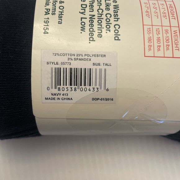 Flynn O’Hara Uniforms Cotton-Spandex Tights Tall Navy - Picture 4 of 5